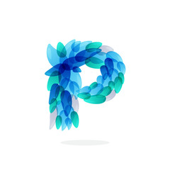 P letter logo formed by blue water splashes.