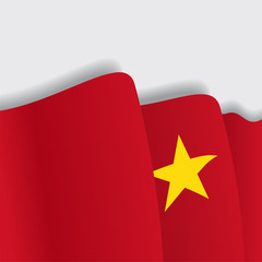 Vietnamese waving Flag. Vector illustration.