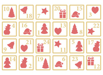 Adventskalender mit Türchen (in Gold)