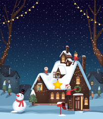 Decorating a winter house for Christmas B