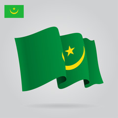 Mauritanian waving Flag. Vector illustration.