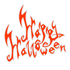 happy halloween stylized lettering. Grim inscription. Congratulations to All Saints' Eve, isolated vector illustration.