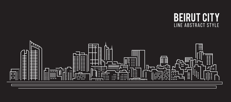 Cityscape Building Line Art Vector Illustration Design - Beirut City