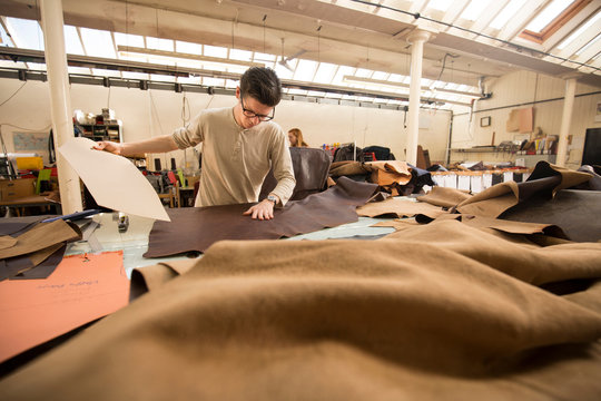 Man working in leather jacket manufacturers