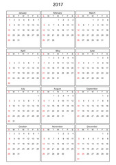 Calender 2017 in vector can be converted into any size for print