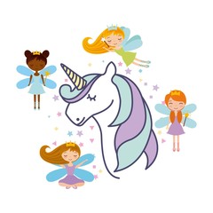drawing cute unicorn icon vector illustration design