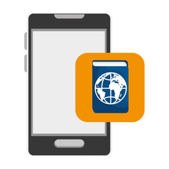 smartphone portable device with passport icon over white background. vector illustration