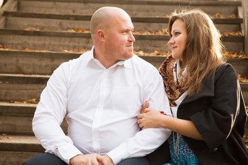 Young couple in love and having some autumn fun

