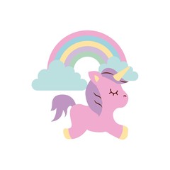 drawing cute unicorn icon vector illustration design