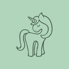 drawing cute unicorn icon vector illustration design