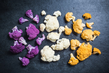 Rainbow vibrant cauliflower