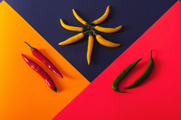 still life colored chillies