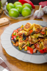 Gnocchi with bacon and vegetable