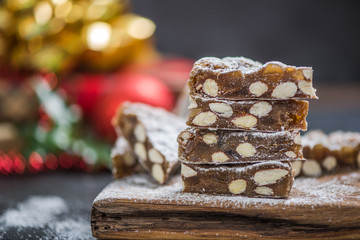 Christmas festive cake with almonds