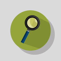 magnifying glass tool icon over green circle. vector illustration