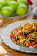 Gnocchi with bacon and vegetable
