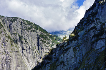 beautiful rocky mountain wall in alps
