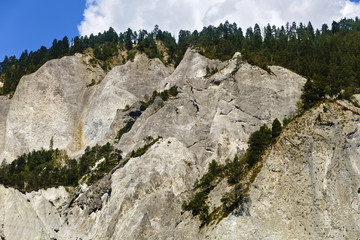 beautiful rocky mountain wall in alps