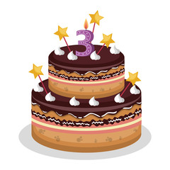 happy birthday cake with candle number vector illustration design