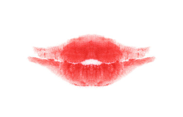 Lipstick kiss on the white background