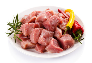 Raw pork on white background 