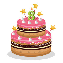 happy birthday cake with candle number vector illustration design