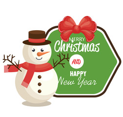 merry christmas snowman character vector illustration design