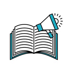 book with megaphone flat icon vector illustration design