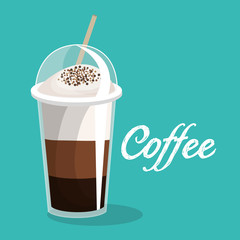 delicious coffee iced beverage vector illustration design