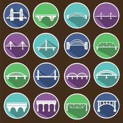 Vector isolated bridges icons set.