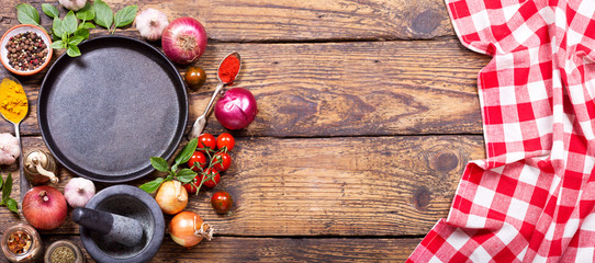 empty pan with products for cooking