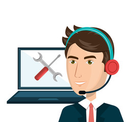 customer service agent working online vector illustration design
