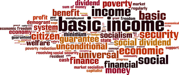 Fototapeta na wymiar Basic income word cloud concept. Vector illustration