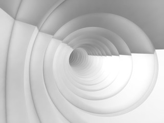 3 d white bent vortex tunnel interior