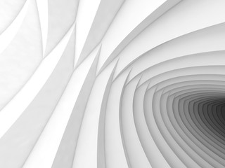 3d white tunnel of intersected helixes