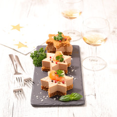 christmas entree with gingerbread and foie gras