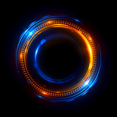 Abstract ring background with luminous swirling backdrop. Glowing spiral. The energy flow tunnel. Shine round frame with light circles light effect. Glowing cover. Space for your message.