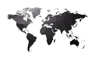 dark geometric world map isolated on white