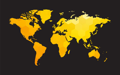 Fototapeta na wymiar yellow world map