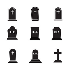 Grave vector icon set.