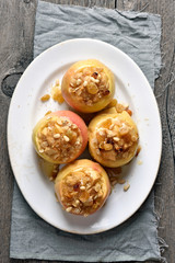 Baked apples, top view
