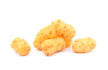 Peanut, corn puffs isolated with white background