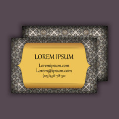 Vector vintage visiting or business card set. Floral mandala pattern and ornaments.