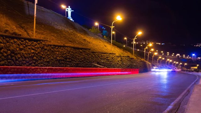 Time lapse movement cars with motion blur images