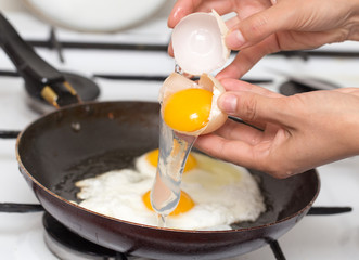 Fried egg in a frying pan