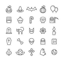 Set of Quality Isolated Universal Standard Minimal Simple Halloween Black Thin Line Icons on White Background.