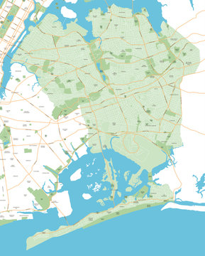 Queens - New York City Map - vector illustration