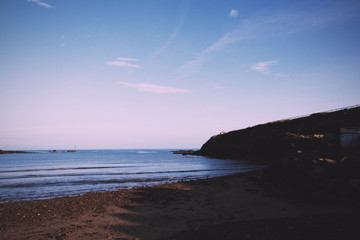 View from the beach at Bude in Cornwall Vintage Retro Filter.