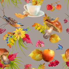 Obraz na płótnie Canvas Watercolor Autumn Seamless Pattern