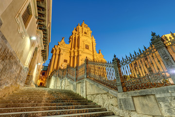 The cathedral of Ragusa Ibla in Sicily at night